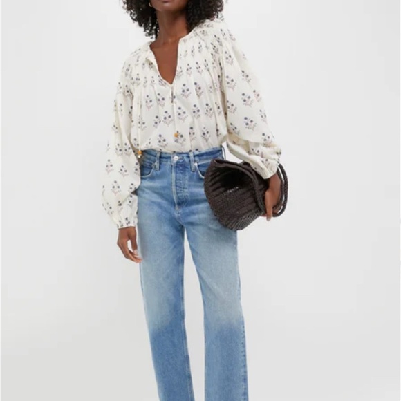 Hannah Artwear Palma Sapphire Carmen Blouse Top $245 EUC 2 / Medium 8 Tuckernuck - Picture 2 of 8